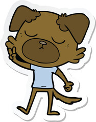 sticker of a cute cartoon dog