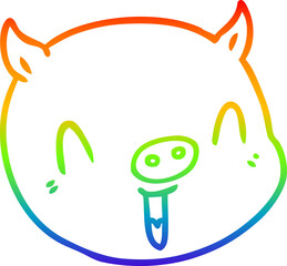 rainbow gradient line drawing cartoon pig face