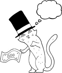 thought bubble cartoon rich cat