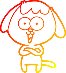warm gradient line drawing cute cartoon dog