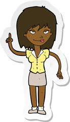sticker of a cartoon woman with idea