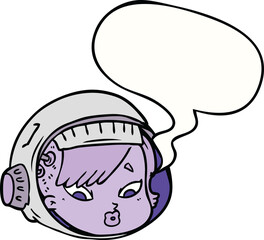 cartoon astronaut face and speech bubble