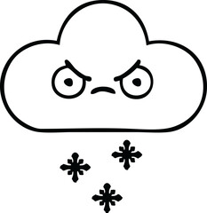 line drawing cartoon storm snow cloud