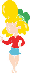 flat color style cartoon woman with big hair