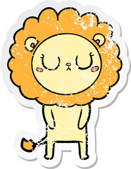 distressed sticker of a cartoon lion