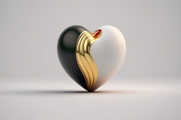 Perłowo antracytowe serce - symbol balansu - Pearl anthracite heart - a symbol of balance, Generative AI  - obrazy, fototapety, plakaty