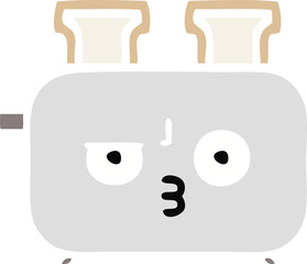 flat color retro cartoon of a toaster