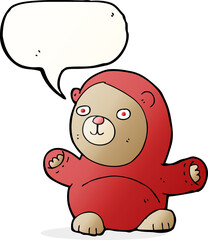 cartoon teddy bear with speech bubble