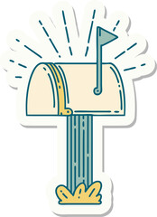 sticker of tattoo style closed mailbox