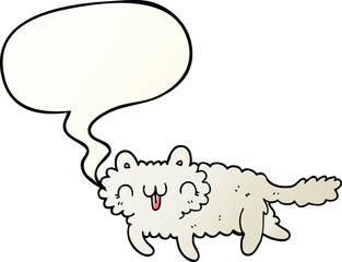 cartoon cat and speech bubble in smooth gradient style