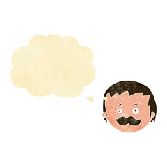 cartoon man with mustache with thought bubble