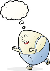 cartoon humpty dumpty egg character with thought bubble