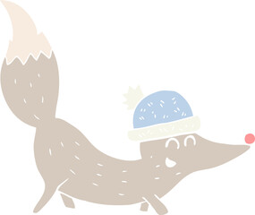 flat color illustration of a cartoon little wolf