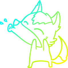 cold gradient line drawing howling wolf cartoon
