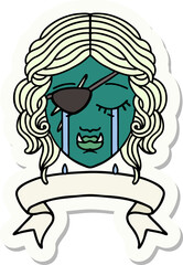 crying orc rogue character face sticker