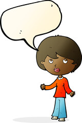 cartoon woman thinking with speech bubble