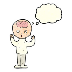 cartoon genius with thought bubble