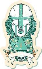 crying orc fighter character with natural one D20 roll illustration