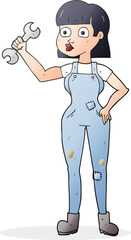 cartoon mechanic woman