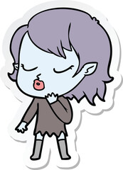 sticker of a cute cartoon vampire girl