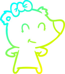 cold gradient line drawing female bear cartoon