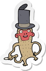 sticker of a cartoon monkey wearing top hat
