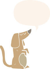cartoon dog and speech bubble in retro style