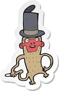 sticker of a cartoon monkey wearing top hat
