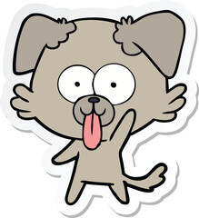 sticker of a cartoon dog with tongue sticking out
