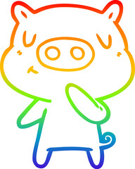 rainbow gradient line drawing cartoon content pig