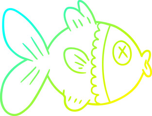 cold gradient line drawing cartoon goldfish