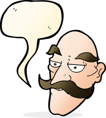 cartoon old man face with speech bubble