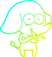 cold gradient line drawing happy cartoon elephant