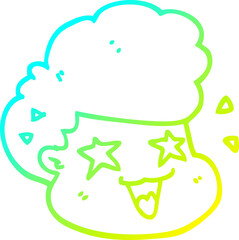 cold gradient line drawing cartoon excited boy