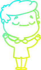 cold gradient line drawing cartoon peaceful man