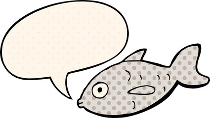 cartoon fish and speech bubble in comic book style