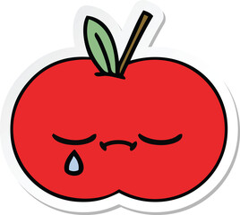 sticker of a cute cartoon red apple