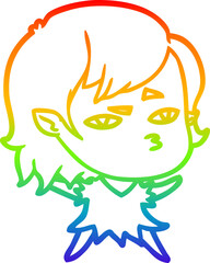 rainbow gradient line drawing cartoon vampire girl