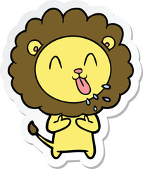 sticker of a happy cartoon lion