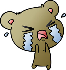 gradient cartoon of a cute crying bear