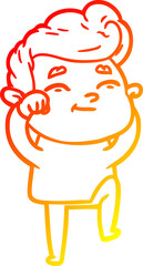 warm gradient line drawing happy cartoon man