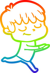 rainbow gradient line drawing cartoon happy boy