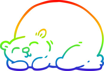 rainbow gradient line drawing cartoon content bear sleeping