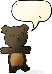 cartoon cute black bear cub with speech bubble