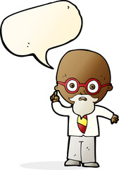 cartoon professor with speech bubble