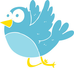 flat color illustration of a cartoon bird