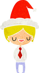christmas retro cartoon of kawaii boy