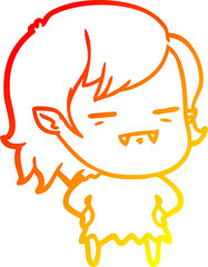 warm gradient line drawing cartoon undead vampire girl