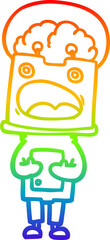 rainbow gradient line drawing cartoon robot