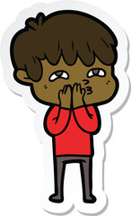 sticker of a cartoon curious man